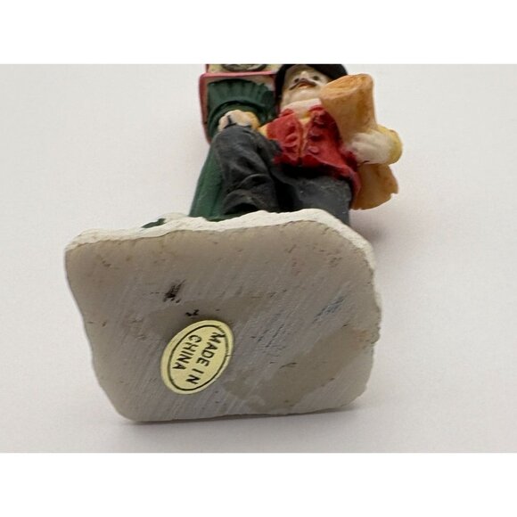 Vintage Christmas Village Figurine Street Clock with Waiting Man Snow Covered - Picture 6 of 7